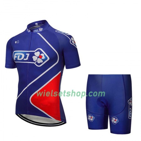 Fietskleding (Fietsshirt + Fietsbroek Kort) 2018 FDJ N002